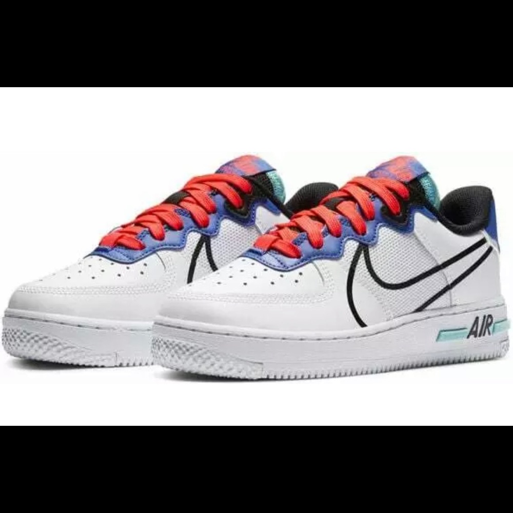 Nike Air Force 1 React White Black Blue CD6960 101